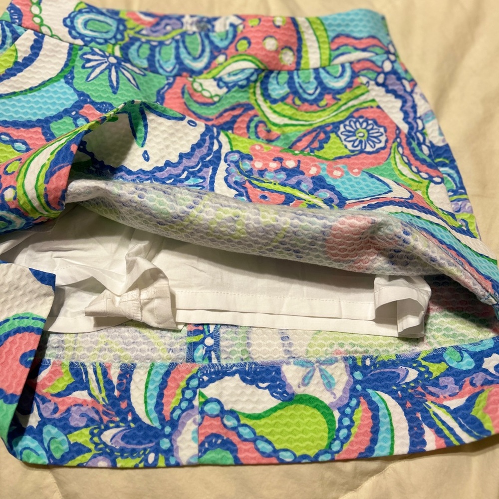 Lilly Pulitzer Conch Republic Shells Fish Groovy Pink Aqua Skirt Size 2 - Picture 8 of 11